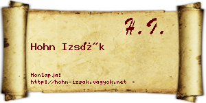 Hohn Izsák névjegykártya